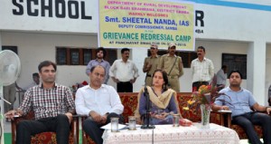DC, Sheetal Nanda during public darbar at Smailpur on Thursday.  -Excelsior/Gautam