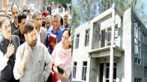 Minister for Health, Ch Lal Singh flanked by MoS, Asiea Naqash during their tour to a hospital at Keller on Sunday.