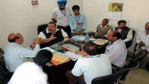 MLA Nagrota, Devender Singh Rana chairing meeting of Governing Body of Rogi Kalyan Samiti at Dansal on Wednesday.