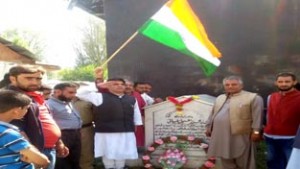 BJP MLA Ravinder Raina during function at Baramulla.