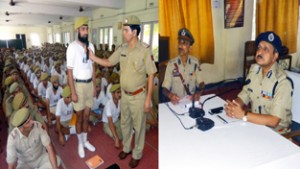 ADGP training Navin Agarwal and trainees during meeting at PTTI Vijaypur on Monday.