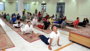 People attending Yoga classes at SGC Katra.