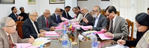 Governor N N Vohra and Chief Minister Mufti Mohammad Sayeed chairing Kashmir University Council meeting at Srinagar.