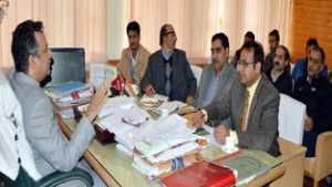 Minister for CAPD, Ch Zulfkar Ali chairing a meeting at Srinagar on Tuesday.