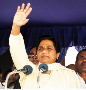 BSP supremo and former Uttar Pradesh Chief Minister Mayawati at a meeting on the death annivarsary of Bahujan Samaj Party founder Kanshi Ram at Kanshi Ram memorial in Lucknow on Friday. (UNI)