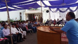District Development Commissioner Shabir Ahmed Bhat addressing a gathering at Rajouri on Sunday.