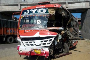 Ill-fated vehicle after accident at Nanke Chak area in district Samba.-Excelsior/Gautam