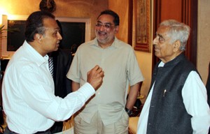 Chief Minister Mufti Mohammad Sayeed with Anil Ambani in Mumbai on Thursday.