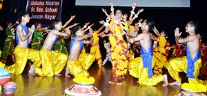 Students performing religious activity while celebrating 23rd Annual Day Shiksha Niketan SSS in Jammu.