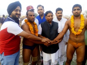 MLA Sat Sharma and DDC Jammu, Simrandeep Singh felicitating winners of Dangal in Jammu.