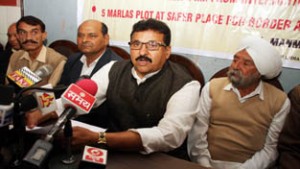 Choudhary Manmohan Singh interacting with media persons at Jammu on Thursday.