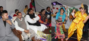Dignitaries watching students presenting cultural items at SS Care Play-way School at Janipur in Jammu. -Excelsior/ Rakesh