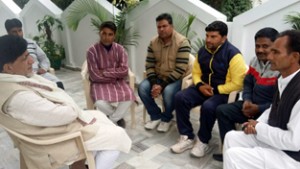 Minister for Transport, Abdul Gani Kohli interacting with a deputation on Wednesday.