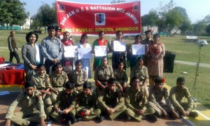 NCC cadets of APS Akhnoor posing for group photograph.
