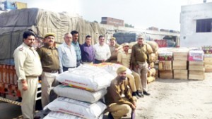 Forest produce which was seized at Lakhanpur Toll Post on Monday.-Excelsior/Madan