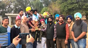 Winners of Inter-Collegiate Gatka competition being felicitated by Prof Dhian Singh Bhau at University of Jammu on Thursday.