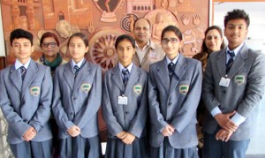 Students of Heritage School posing for a group photograph after claiming 3rd spot in Science Exhibition at Delhi.