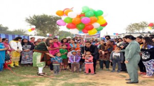 Children enjoying activities during AFS Fest organized by Air Force School Jammu.