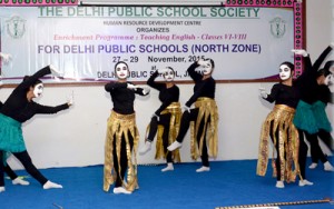 Students performing activity during a 3-day workshop at DPS Jammu on Sunday.