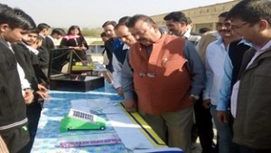 Minister for Industries, Chander Prakash Ganga at Science Exhibition organised by DIET at Tarore on Tuesday.
