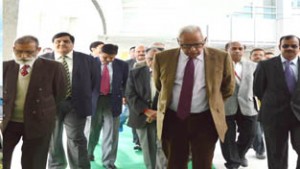 Governor N N Vohra during inspection of SMVD Institute of Medical Excellence on Tuesday.