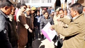 CEC, LAHDC, Dr Sonam Dawa and DC Prasanna Ramaswamy G inspecting work on Leh beautification project.