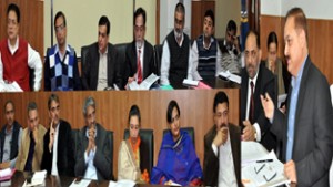 Divisional Commissioner, Dr Pawan Kotwal chairing a meeting at Jammu on Saturday.