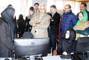 Chief Minister Mufti Mohd Sayeed interacting with staff during visit to ITI on Monday.
