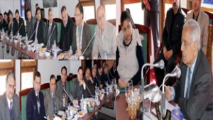 Chief Minister, Mufti Mohd Sayeed chairing a meeting at Pahalgam on Saturday.