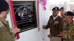 DGP, K Rajendra inaugurating hostel block on Sunday. 