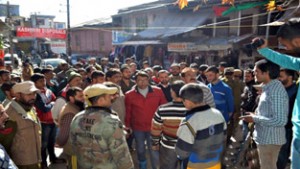 PDP MLC, Firdous Tak, interacting with people during visit to Kishtwar town.