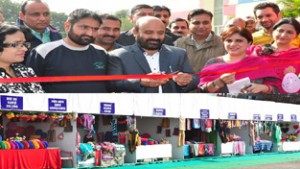 Social Welfare Minister Bali Bhagat inaugurating exhibition at Kala Kendra.