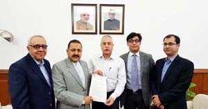 AIKS delegation presenting a memorandum to Union Minister, Dr Jitendra Singh at New Delhi on Thursday.