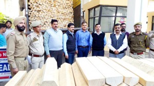 Seized willow clefts in the custody of Excise Department at Lakhanpur.