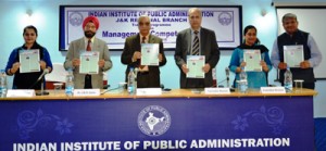 Dignitaries releasing IIPA News letter at Jammu on Saturday.