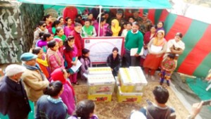 Army officials, participant women and prominent people during concluding ceremony of Vocational Training Course at Chinta in Bhaderwah.