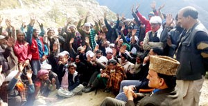 MLA G M Saroori holding public meeting in Sarthal area on Monday.