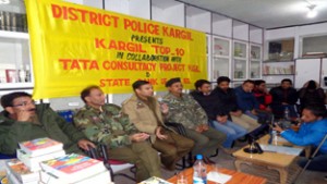 SP Kargil Rahul Malik addressing participants during counselling session at Police Public Library, Kargil on Wednesday.