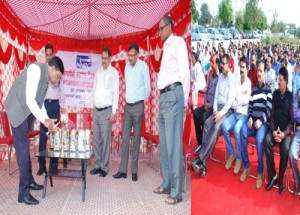NHPC officials during the celebrations of Raising Day at Jammu on Saturday.