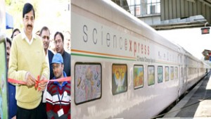 MoS for Finance, Pawan Kumar Gupta inaugurating Science Exhibition at Udhampur on Tuesday.