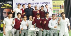Winners of KC Public School posing for a group photograph at KC Sports Club on Wednesday.