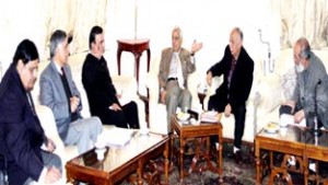 Chief Minister Mufti Mohd Sayeed chairing a meeting with ADA Group at Srinagar on Thursday.