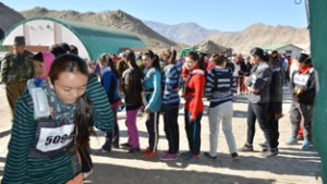 Candidates during recruitment rally at Leh.
