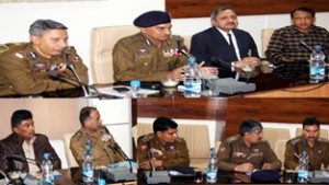 DGP, K Rajendra Kumar reviewing the progress with regard to law & order through video conferencing on Thursday.