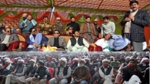Dignitaries during Gujjar and Bakerwal Conference at Samba on Saturday.