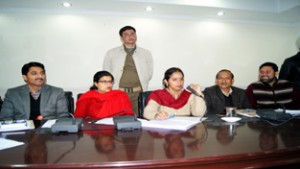 JMC officials during a meeting of sanitation wing at Jammu on Tuesday.