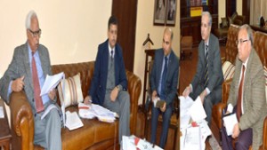 Governor NN Vohra reviewing Vigilance matters with the officers on Friday.