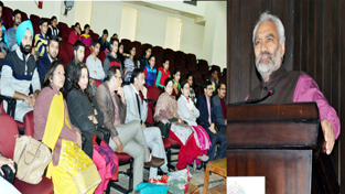 JU VC addressing workshop on ‘Positive Thinking’ on Wednesday.
