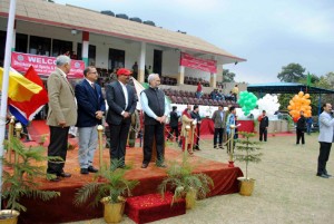 Vice Chancellor JU, Prof RD Sharma and other dignitaries while declaring open 42nd Inter-Collegiate Annual Athletic Meet in Jammu on Thursday.