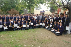 Students of MHAC Nagbani posing for a group photograph during Academic Prize Distribution Function on Thursday.